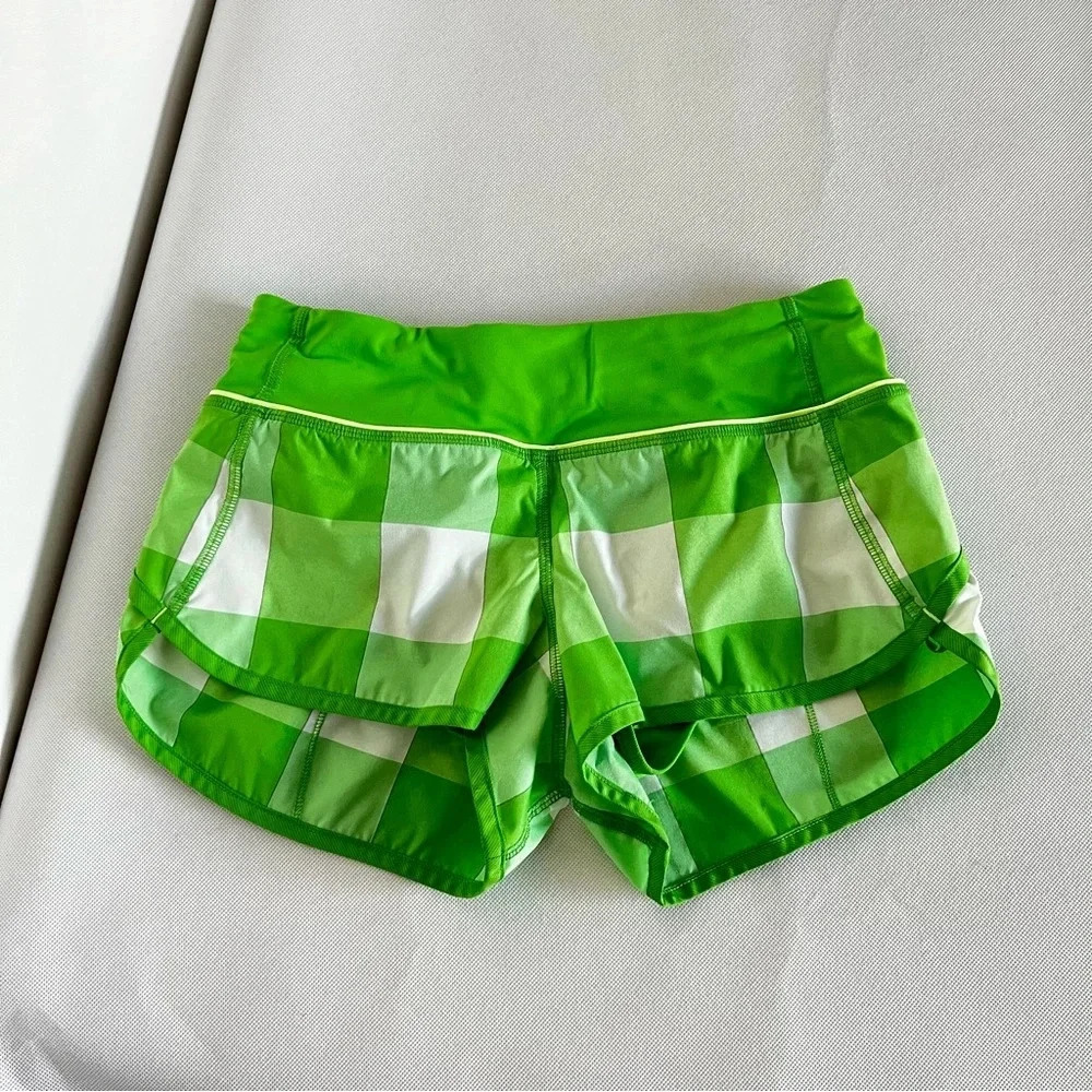 lululemon athletica Lime Checkered Athletic Shorts